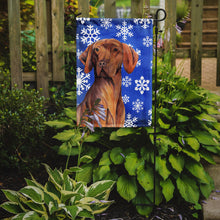 Load image into Gallery viewer, Vizsla Winter Snowflakes Holiday Garden Flag – Decorative Outdoor Yard Flag