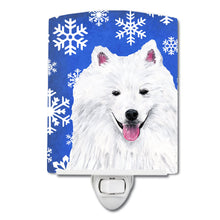 Load image into Gallery viewer, American Eskimo Winter Snowflakes Holiday Ceramic Night Light SC9379CNL
