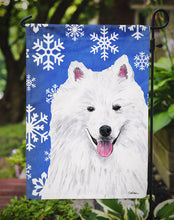 Load image into Gallery viewer, American Eskimo Winter Snowflakes Holiday Garden Flag – Decorative Outdoor Yard Flag