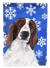 Load image into Gallery viewer, Welsh Springer Spaniel Winter Snowflakes Holiday Garden Flag – Decorative Outdoor Yard Flag