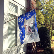 Load image into Gallery viewer, Pit Bull Winter Snowflakes Holiday Flag Canvas House Size