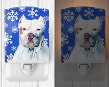 Load image into Gallery viewer, Pit Bull Winter Snowflakes Holiday Ceramic Night Light SC9381CNL