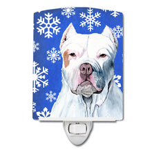 Load image into Gallery viewer, Pit Bull Winter Snowflakes Holiday Ceramic Night Light SC9381CNL