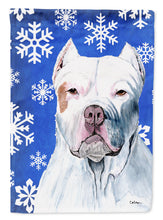 Load image into Gallery viewer, Pit Bull Winter Snowflakes Holiday Garden Flag – Decorative Outdoor Yard Flag