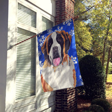 Load image into Gallery viewer, Saint Bernard Winter Snowflakes Holiday Flag Canvas House Size