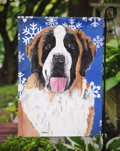 Load image into Gallery viewer, Saint Bernard Winter Snowflakes Holiday Garden Flag – Decorative Outdoor Yard Flag