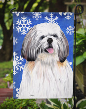Load image into Gallery viewer, Shih Tzu Winter Snowflakes Holiday Garden Flag – Decorative Outdoor Yard Flag