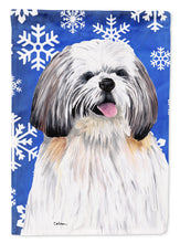 Load image into Gallery viewer, Shih Tzu Winter Snowflakes Holiday Garden Flag – Decorative Outdoor Yard Flag