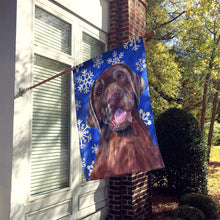 Load image into Gallery viewer, Labrador Winter Snowflakes Holiday Flag Canvas House Size