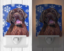 Load image into Gallery viewer, Labrador Winter Snowflakes Holiday Ceramic Night Light SC9384CNL