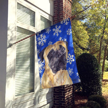 Load image into Gallery viewer, Mastiff Winter Snowflakes Holiday Flag Canvas House Size