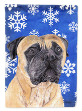 Load image into Gallery viewer, Mastiff Winter Snowflakes Holiday Flag Canvas House Size