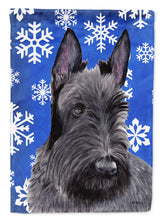 Load image into Gallery viewer, Scottish Terrier Winter Snowflakes Holiday Garden Flag – Decorative Outdoor Yard Flag