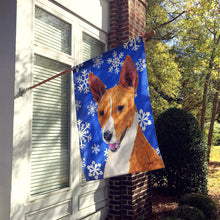 Load image into Gallery viewer, Basenji Winter Snowflakes Holiday Flag Canvas House Size