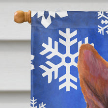 Load image into Gallery viewer, Basenji Winter Snowflakes Holiday Flag Canvas House Size