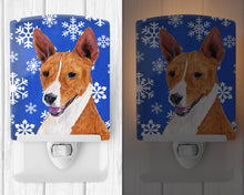 Load image into Gallery viewer, Basenji Winter Snowflakes Holiday Ceramic Night Light SC9387CNL