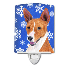 Load image into Gallery viewer, Basenji Winter Snowflakes Holiday Ceramic Night Light SC9387CNL
