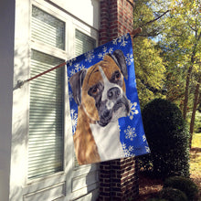 Load image into Gallery viewer, Boxer Winter Snowflakes Holiday Flag Canvas House Size