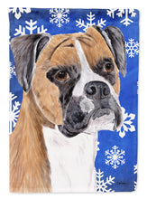 Load image into Gallery viewer, Boxer Winter Snowflakes Holiday Flag Canvas House Size