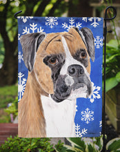 Load image into Gallery viewer, Boxer Winter Snowflakes Holiday Garden Flag – Decorative Outdoor Yard Flag