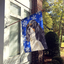 Load image into Gallery viewer, Cavalier Spaniel Winter Snowflakes Holiday Flag Canvas House Size