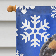 Load image into Gallery viewer, Cavalier Spaniel Winter Snowflakes Holiday Flag Canvas House Size