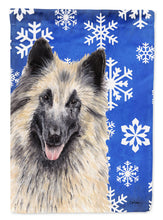 Load image into Gallery viewer, Belgian Tervuren Winter Snowflakes Holiday Flag Canvas House Size