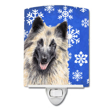 Load image into Gallery viewer, Belgian Tervuren Winter Snowflakes Holiday Ceramic Night Light SC9392CNL