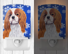 Load image into Gallery viewer, Cavalier Spaniel Winter Snowflakes Holiday Ceramic Night Light SC9394CNL