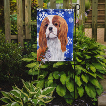 Load image into Gallery viewer, Cavalier Spaniel Winter Snowflakes Holiday Garden Flag – Decorative Outdoor Yard Flag