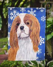 Load image into Gallery viewer, Cavalier Spaniel Winter Snowflakes Holiday Garden Flag – Decorative Outdoor Yard Flag