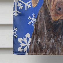 Load image into Gallery viewer, German Shorthaired Pointer Winter Snowflakes Holiday Flag Canvas House Size