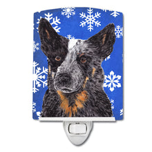Load image into Gallery viewer, Australian Cattle Dog Winter Snowflakes Holiday Ceramic Night Light SC9396CNL