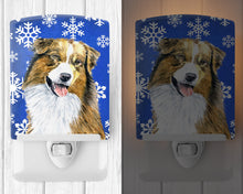 Load image into Gallery viewer, Australian Shepherd Winter Snowflakes Holiday Ceramic Night Light SC9397CNL