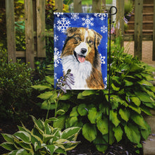 Load image into Gallery viewer, Australian Shepherd Winter Snowflakes Holiday Garden Flag – Decorative Outdoor Yard Flag