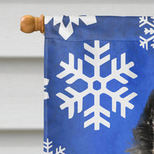 Load image into Gallery viewer, Belgian Sheepdog Winter Snowflakes Holiday Flag Canvas House Size