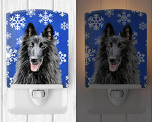 Load image into Gallery viewer, Belgian Sheepdog Winter Snowflakes Holiday Ceramic Night Light SC9398CNL