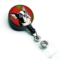 Load image into Gallery viewer, Boston Terrier Red Green Snowflakes Christmas Retractable Badge Reel SC9400BR