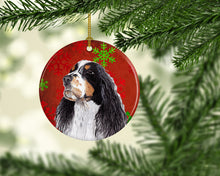 Load image into Gallery viewer, Springer Spaniel Red Snowflakes Holiday Christmas Ornament - Round Ceramic Ornament – Artist-Designed Keepsake Decoration SC9401