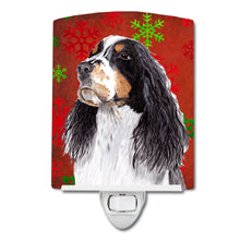 Load image into Gallery viewer, Springer Spaniel Red and Green Snowflakes Holiday Christmas Ceramic Night Light SC9401CNL
