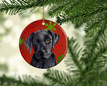 Load image into Gallery viewer, Labrador Red Snowflakes Holiday Christmas Ornament - Round Ceramic Ornament – Artist-Designed Keepsake Decoration SC9404