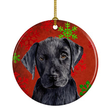 Load image into Gallery viewer, Labrador Red Snowflakes Holiday Christmas Ornament - Round Ceramic Ornament – Artist-Designed Keepsake Decoration SC9404
