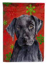 Load image into Gallery viewer, Labrador Red and Green Snowflakes Holiday Christmas Garden Flag – Decorative Outdoor Yard Flag
