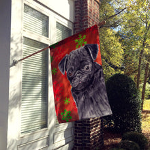 Load image into Gallery viewer, Pug Red and Green Snowflakes Holiday Christmas Flag Canvas House Size