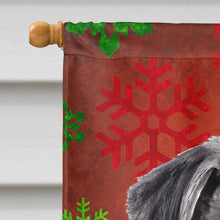 Load image into Gallery viewer, Pug Red and Green Snowflakes Holiday Christmas Flag Canvas House Size
