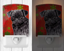 Load image into Gallery viewer, Pug Red and Green Snowflakes Holiday Christmas Ceramic Night Light SC9406CNL