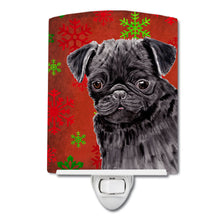 Load image into Gallery viewer, Pug Red and Green Snowflakes Holiday Christmas Ceramic Night Light SC9406CNL