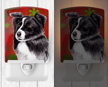 Load image into Gallery viewer, Border Collie Red and Green Snowflakes Holiday Christmas Ceramic Night Light SC9407CNL