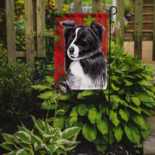 Load image into Gallery viewer, Border Collie Red and Green Snowflakes Holiday Christmas Garden Flag – Decorative Outdoor Yard Flag