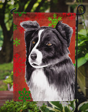 Load image into Gallery viewer, Border Collie Red and Green Snowflakes Holiday Christmas Garden Flag – Decorative Outdoor Yard Flag